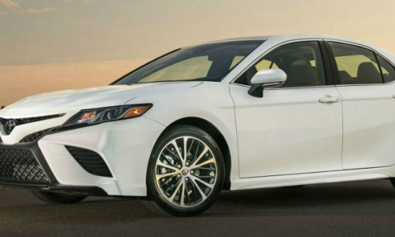 White 2018 Toyota Camry Exterior at Sunset