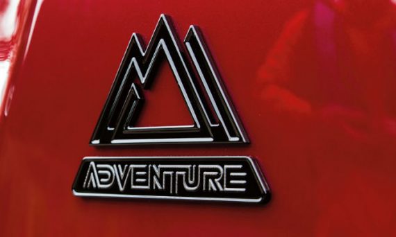 Close Up of 2018 Toyota RAV4 Adventure Badge on Red Exterior