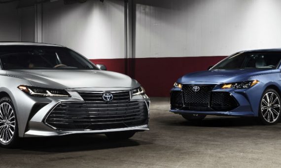 Silver and Blue 2019 Toyota Avalon Models in Parking Structure