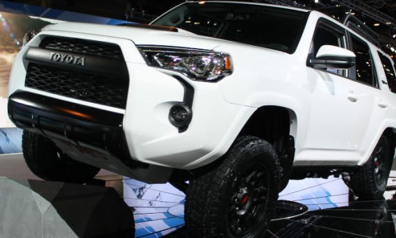 Super White 2019 Toyota 4Runner TRD Pro Front Exterior on Stage at Chicago Auto Show