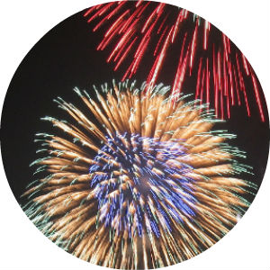 Red, White and Blue 4th of July Fireworks in the Sky