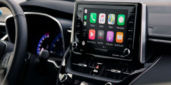 Close Up of 2019 Toyota Corolla Hatchback Toyota Entune 3.0 Touchscreen with Apple CarPlay